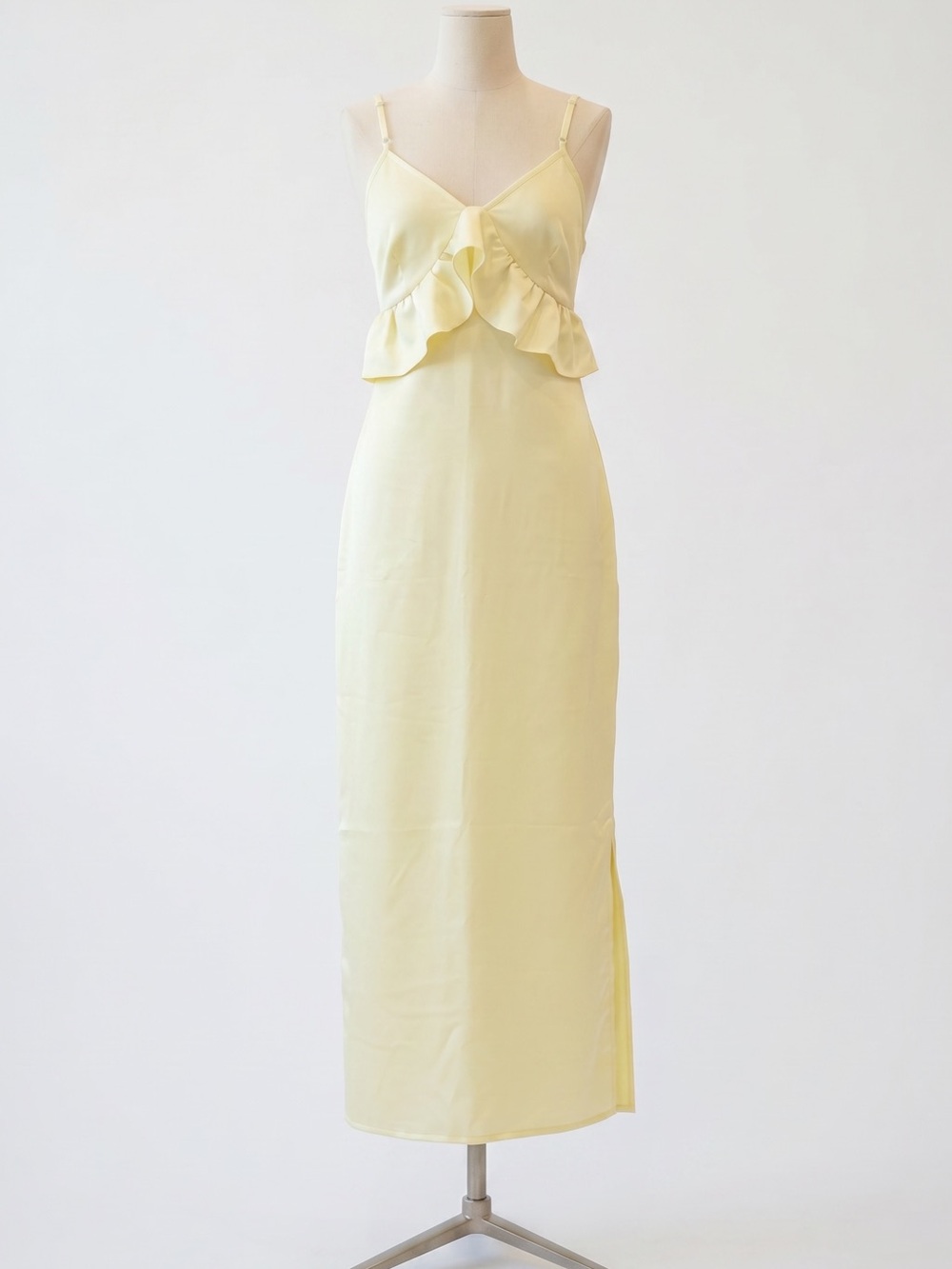 Vero Moda Pale Yellow Ruffle Slip Dress